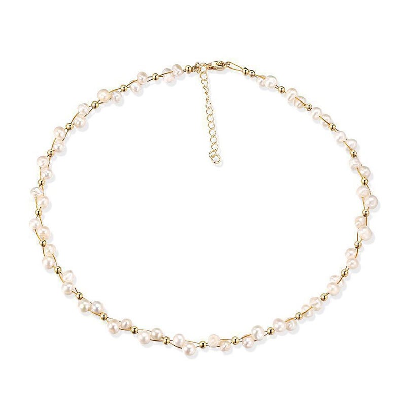 K-Elewon Natural Freshwater Pearl Choker Necklace for Women Dainty 18K Gold Plated Baroque Pearl Necklaces Handmade Jewelry Gift CH01-01 - Image 1