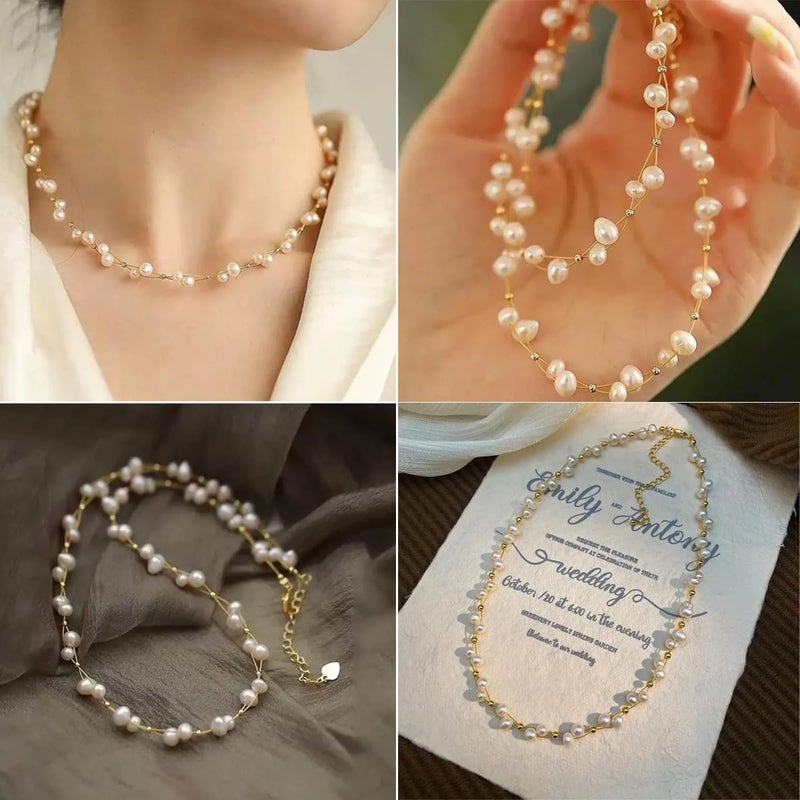 K-Elewon Natural Freshwater Pearl Choker Necklace for Women Dainty 18K Gold Plated Baroque Pearl Necklaces Handmade Jewelry Gift CH01-01 - Image 3