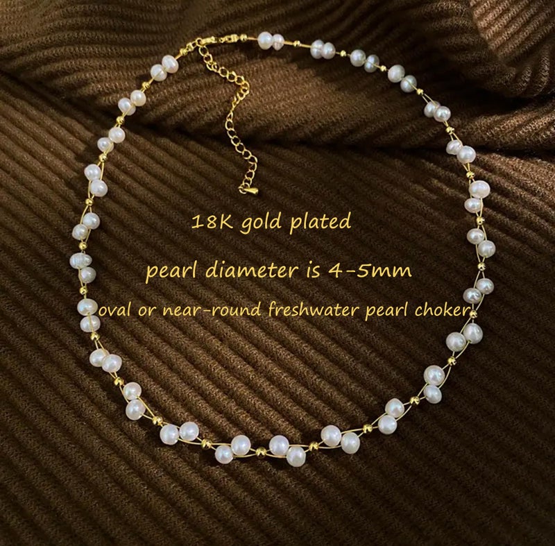 K-Elewon Natural Freshwater Pearl Choker Necklace for Women Dainty 18K Gold Plated Baroque Pearl Necklaces Handmade Jewelry Gift CH01-01 - Image 4