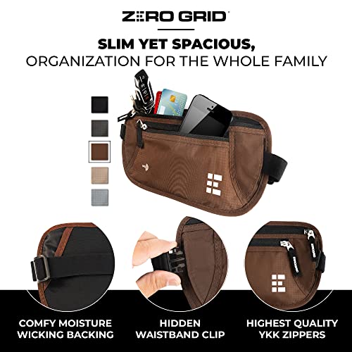 Zero Grid حزام المال للسفر الآمن - حامل جواز سفر نحيف مع حجب RFID - حقيبة خفية للخصر للنقود وبطاقات الائتمان والمستندات - قابلة للاخفاء تحت الملابس، حزام سفر مقاوم للماء للرجال والنساء - Image 4