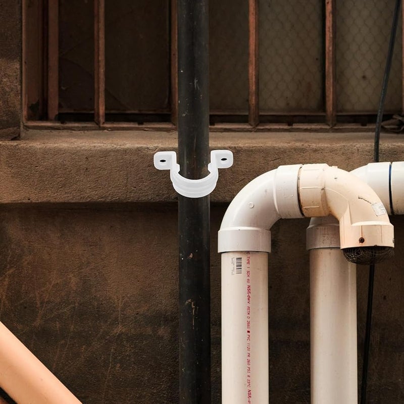 White PVC U Clip Mounting Brackets 60pcs Flame Retardant Pipe Clamps for Cable Wire Hose Fixing - Image 5