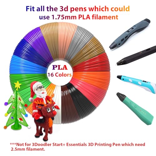 dikale 3D Pen Refills 1.75mm PLA Filament 640 Feet 16 Colors, Each Color 40ft, Bonus 250 Stencils eBooks, dikale 3D Pen Material - Image 3
