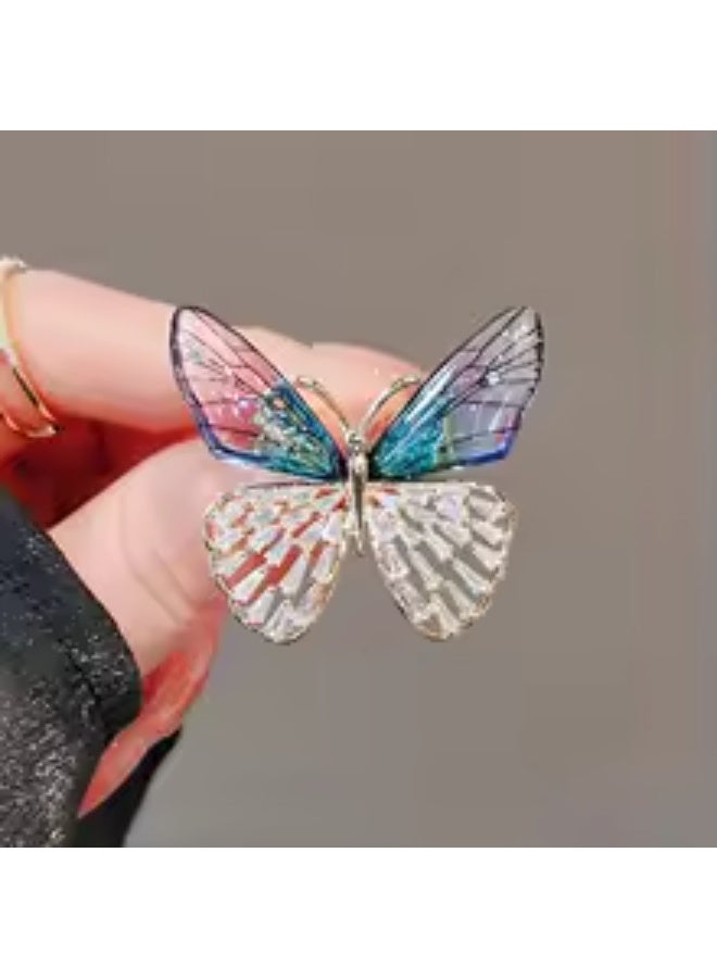 Golden Purple Zirconic Butterfly Brooch