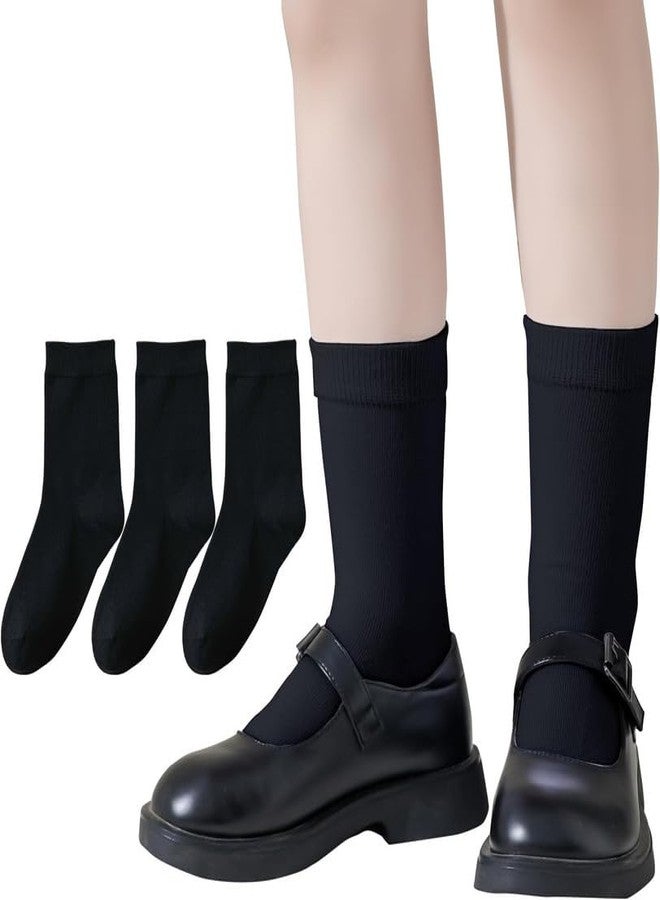 MIKONIKO Boys & Girls Black Calf Length Solid School Socks (Pack of 3 Pairs), 4-5 Years - Image 1