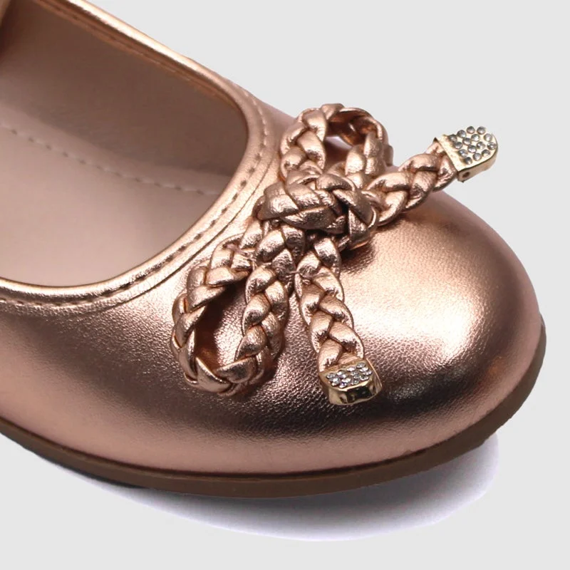 D'Daniela D' Daniela - Metallic Braided Bow Flats