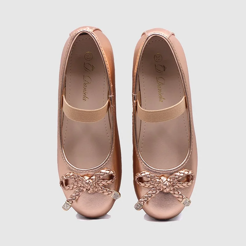 D'Daniela D' Daniela - Metallic Braided Bow Flats