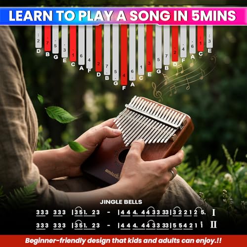 amiciSound Thumb Piano 21 Keys Musical Instrument Kalimba with Engraved Notes and Tuning Hammer - Image 4