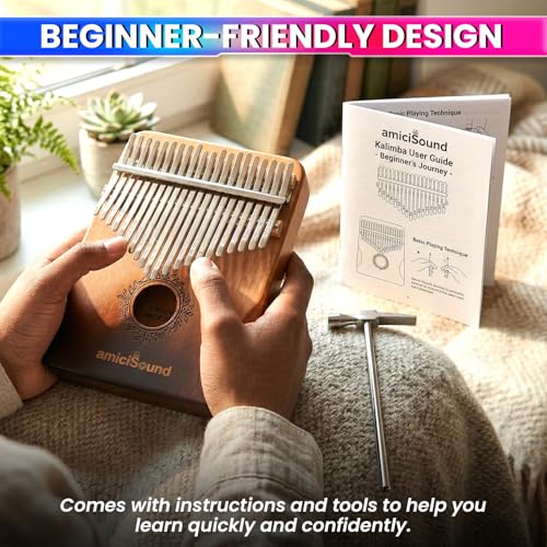 amiciSound Thumb Piano 21 Keys Musical Instrument Kalimba with Engraved Notes and Tuning Hammer - Image 5