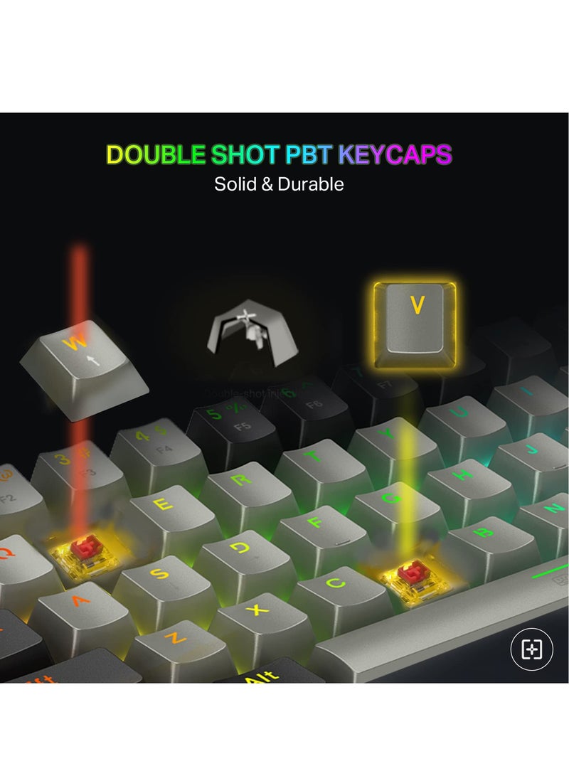 E-YOOSO Z-11 61 Keys Mechanical Gaming Keyboard,Red Switch 60% Wired Compact Keyboard,RGB Backlit and Metal Panel for Windows,Mac OS-Grey Black - Image 5