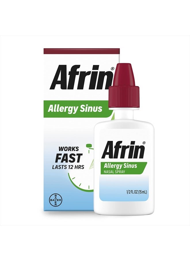 Afrin Allergy Sinus Nasal Spray - Fast and Powerful Nasal Decongestion From Allergies, For Adults and Children 6 Years and Older, 0.50 Fl Oz (Pack of 1)  - Image 2