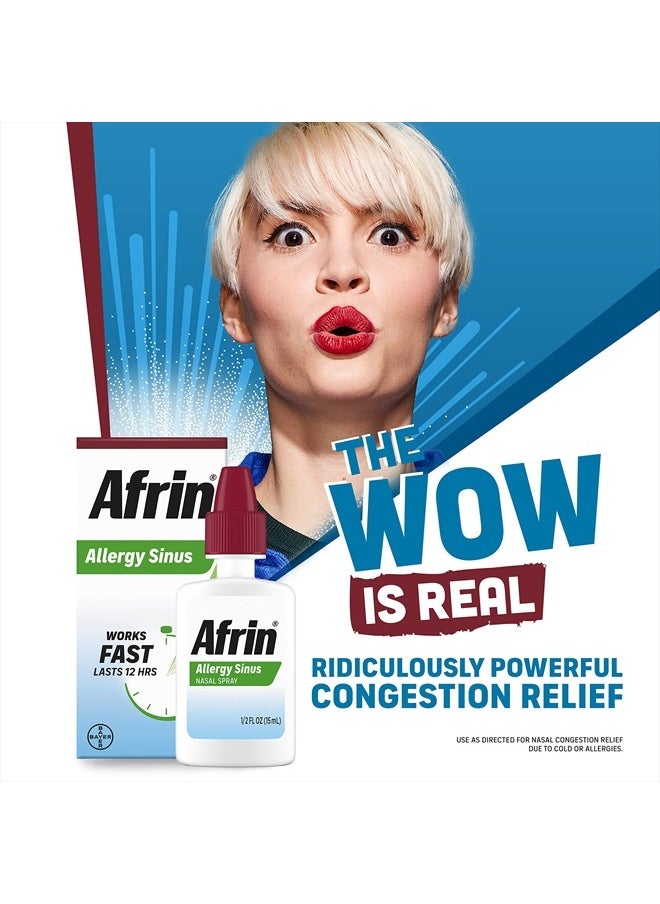 Afrin Allergy Sinus Nasal Spray - Fast and Powerful Nasal Decongestion From Allergies, For Adults and Children 6 Years and Older, 0.50 Fl Oz (Pack of 1)  - Image 4