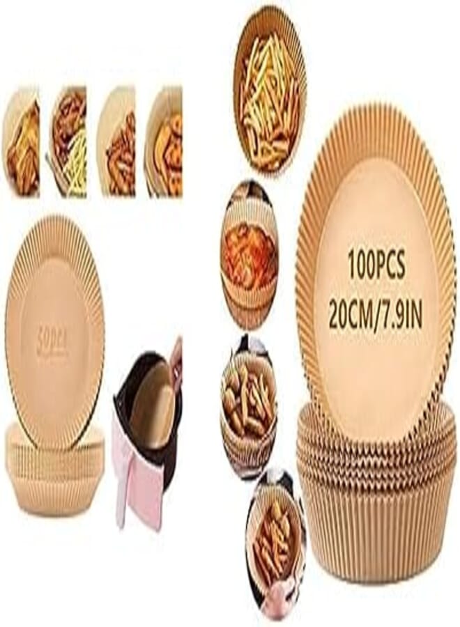 50 PCS Air Fryer Disposable Paper Liner - Non-stick,For Baking, Roasting, Microwave + 100 PCS 7.9 inch Air Fryer Disposable Paper Liner - Non-stick For Baking.