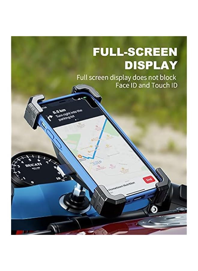 Motorcycle Fork Stem Phone Mount, Motorcycle Phone Mount, 1S One-Push Automatically Lock  Release, Fits for Fork Stem 12-25.4mm in Diameter, for 4.0-6.9 Cellphones - Image 3
