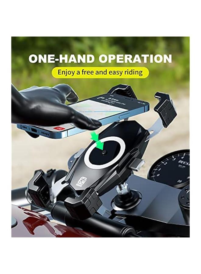 Motorcycle Fork Stem Phone Mount, Motorcycle Phone Mount, 1S One-Push Automatically Lock  Release, Fits for Fork Stem 12-25.4mm in Diameter, for 4.0-6.9 Cellphones - Image 2