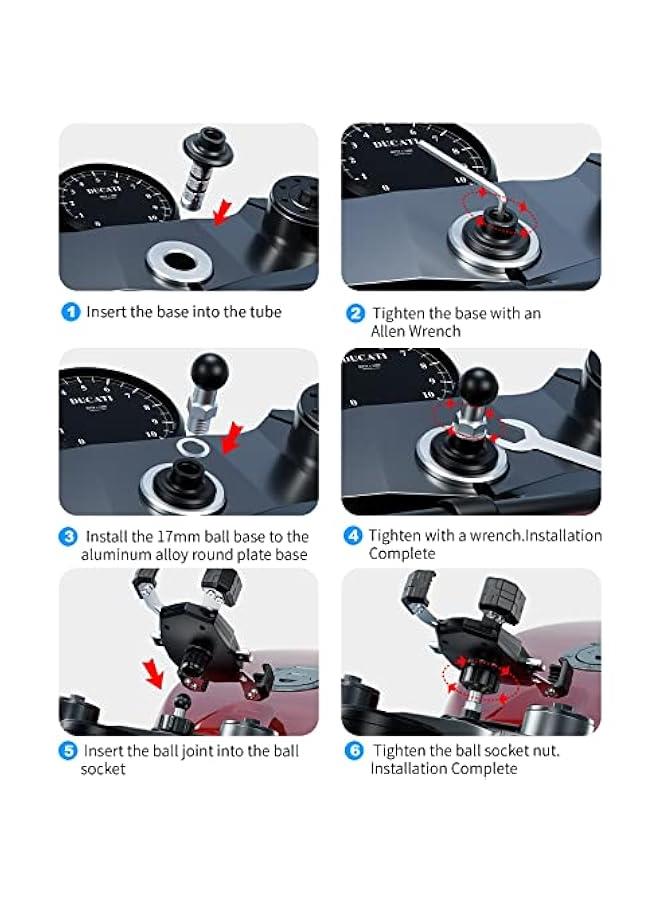 Motorcycle Fork Stem Phone Mount, Motorcycle Phone Mount, 1S One-Push Automatically Lock  Release, Fits for Fork Stem 12-25.4mm in Diameter, for 4.0-6.9 Cellphones - Image 5