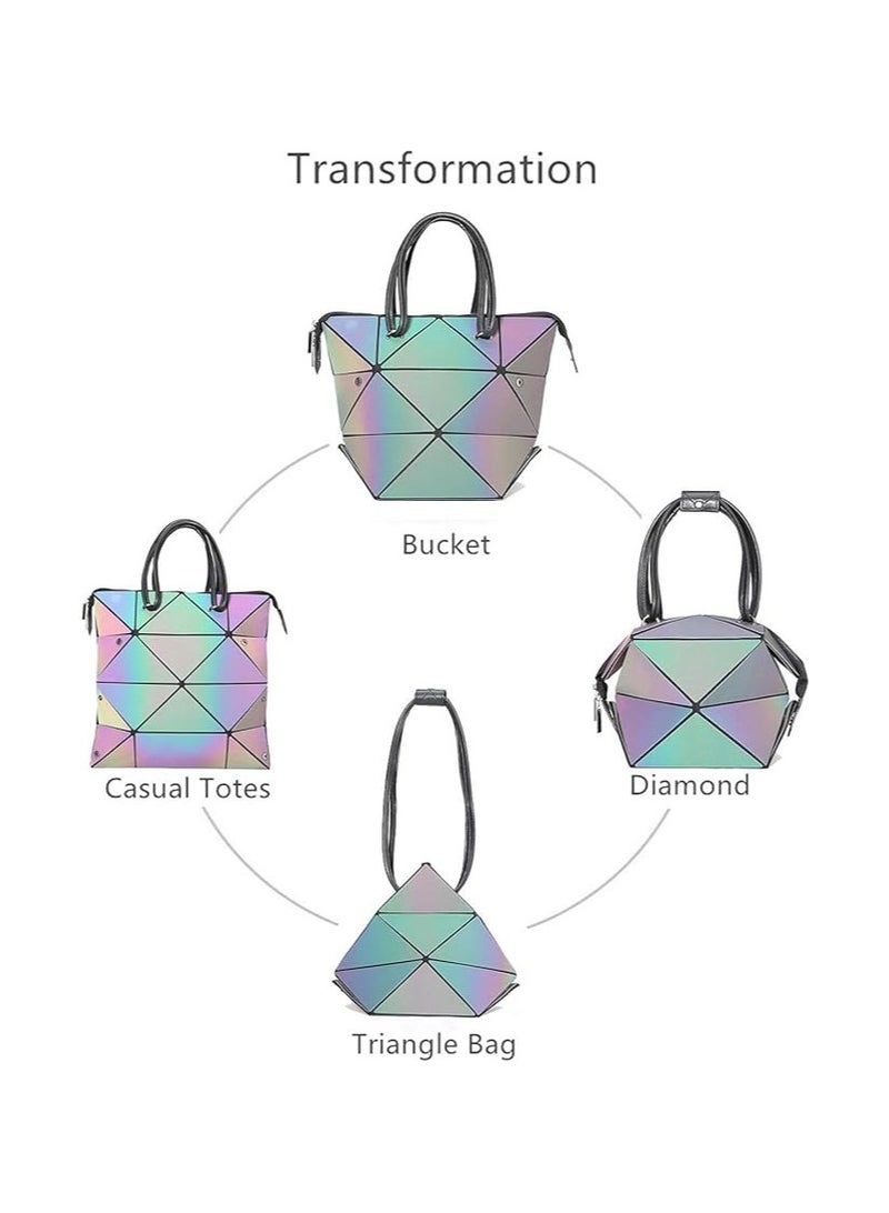 Geometric Square Wallet for Women, Large 3D Magic Luminous Convertible Crossbody Bag - Image 5