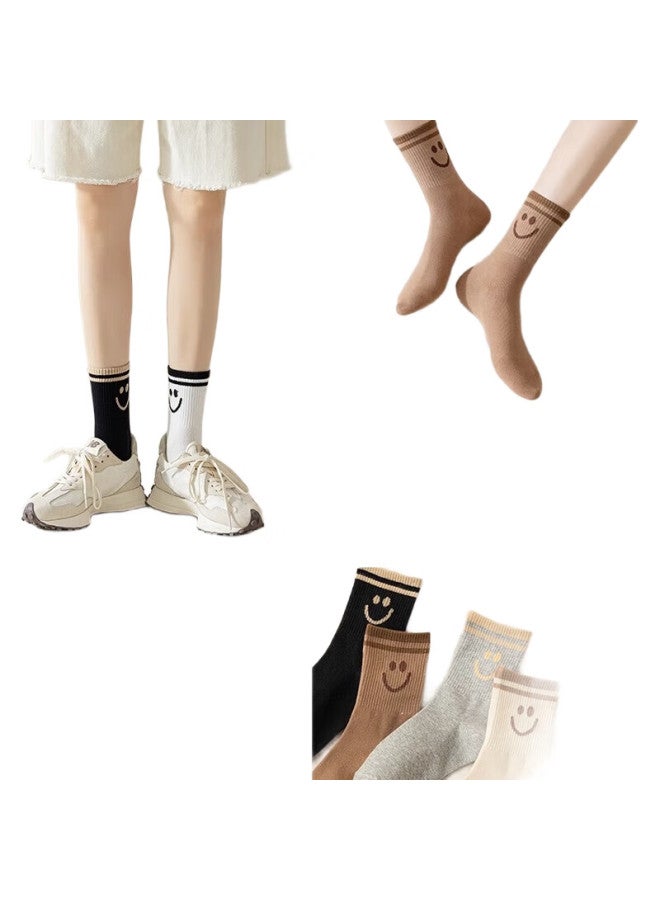 yimian Autumn And Winter New Product, Zhuji Socks For Women, Mid-Calf Striped Socks, Cartoon Slouch Socks, 8 Pairs - Image 3