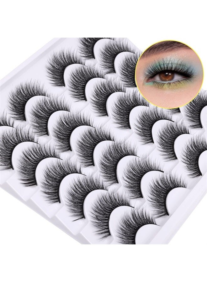 Lashes False Eyelashes Natural Fluffy Light Volume Faux Mink Lashes 14 Pairs Pack