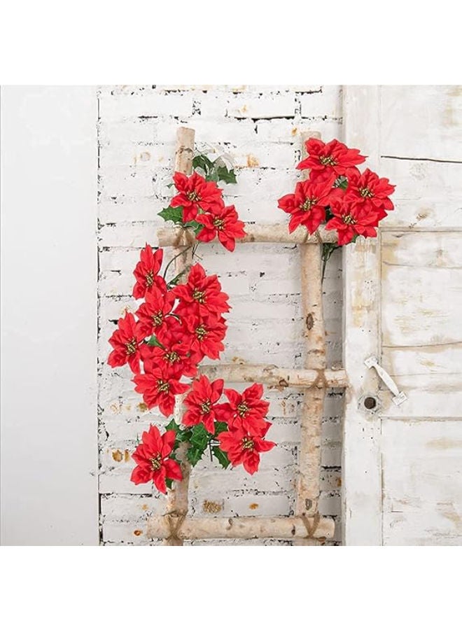 5 Heads Artificial Poinsettia Bush Flowers - Pack of 2 - Image 2