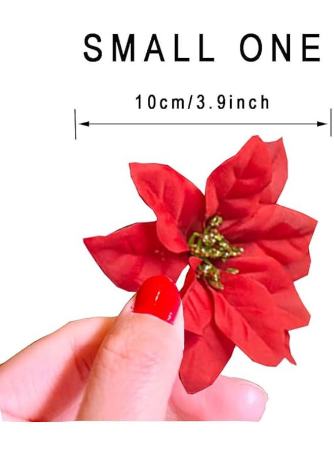 5 Heads Artificial Poinsettia Bush Flowers - Pack of 2 - Image 3