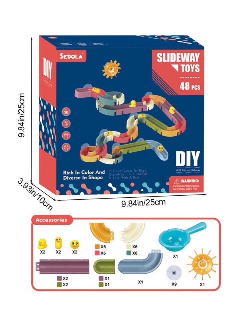 DMG TECH Baby Bath Toys, 48 PCS Water Slide Toy Track with Suction Cup, Water Toys for Bathtub,Floating Squirting Toys, Diy Bath Toys for Toddlers 2-5 Years Old Boys Girls  - Image 4