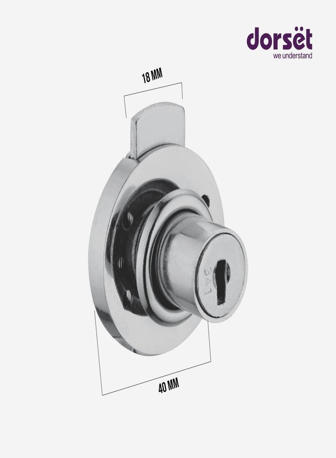 Dorset Multipurpose Round Lock | Suitable Panel Thickness : 22 mm Drawer | Lock for Drawers and Cabinets | 2 Keys Nickel Finish | MP330NI - Image 4