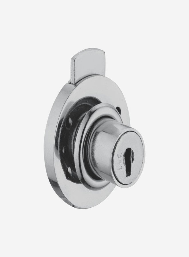 Dorset Multipurpose Round Lock | Suitable Panel Thickness : 22 mm Drawer | Lock for Drawers and Cabinets | 2 Keys Nickel Finish | MP330NI - Image 1