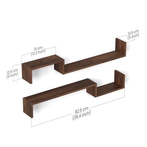 BLUEWUD Riley Engineered Wood Wall Decor Floating Shelf Display Rack Decorative Hall Décor for Living Room Home Furniture (Brown Maple) - Image 5