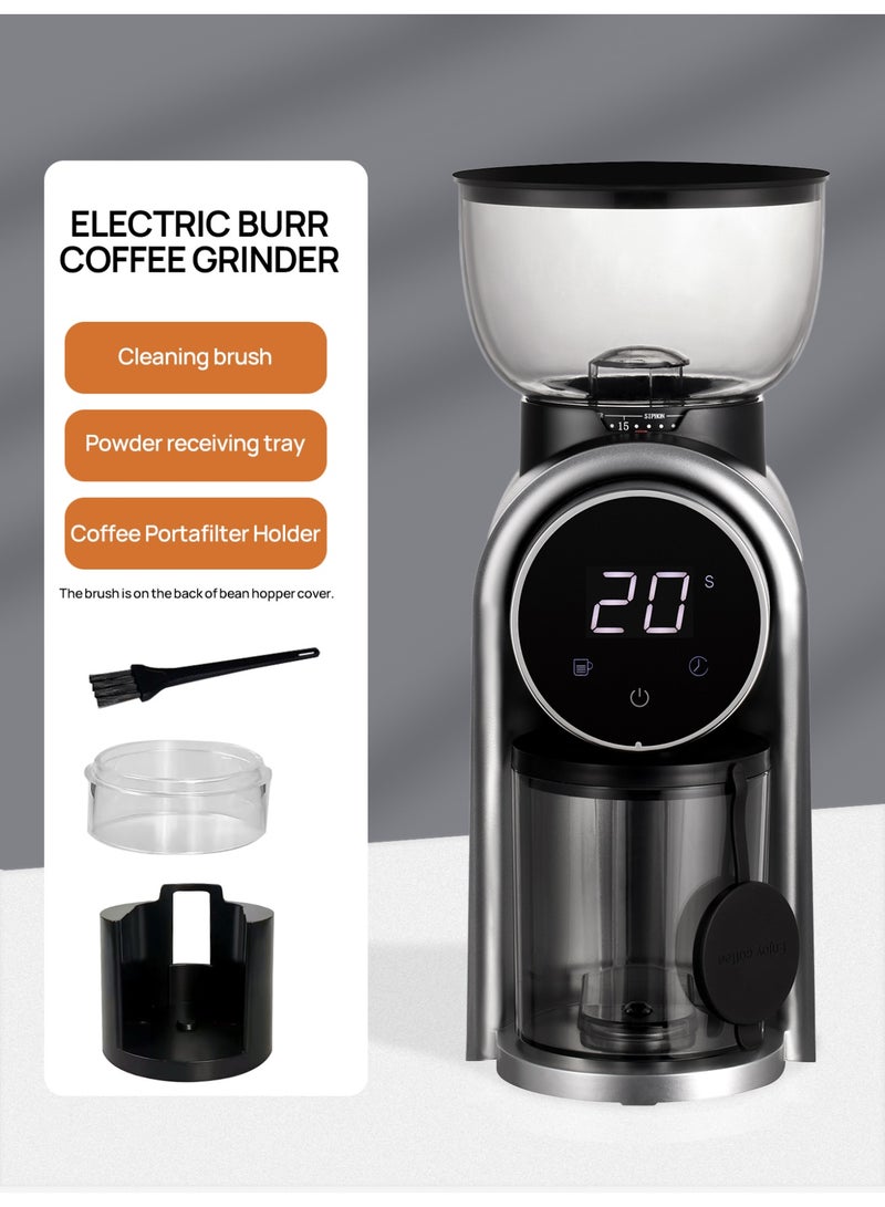 Brutelle Burr Coffee Grinder Electric Coffee Grinder Adjustable Burr Mill with 25 Precision Grind Settings with Time Display and Countdown Display black 150W - Image 3
