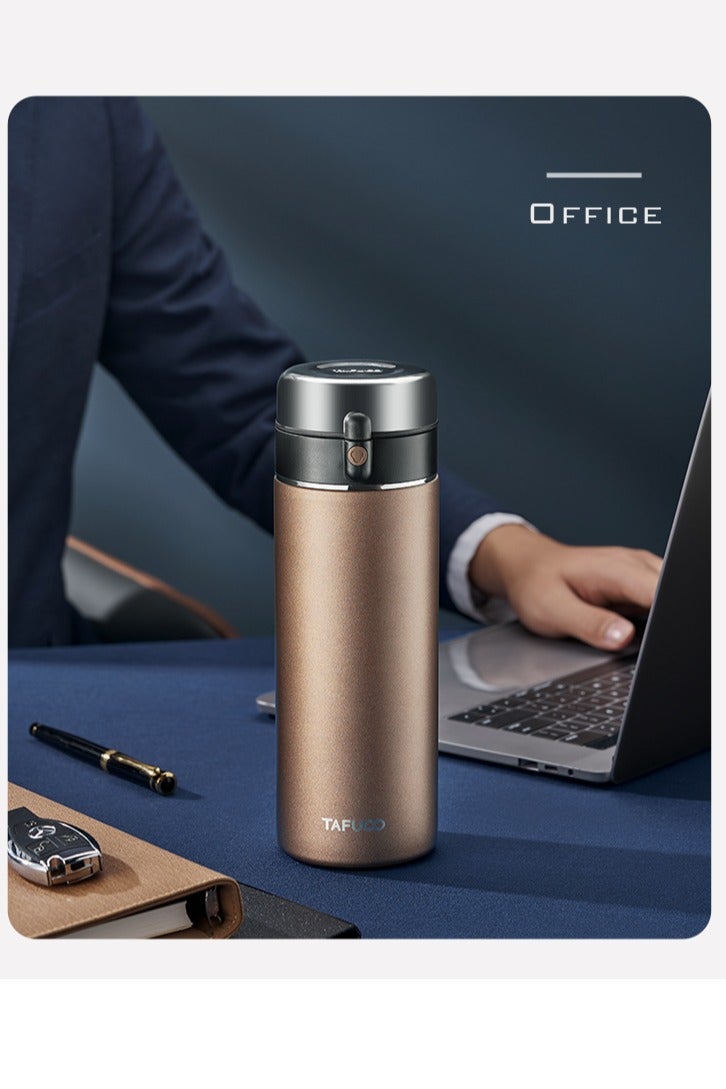 Tafuco Japanese Premium Quality Stainless Steel Water bottle- Thermos Bottle with tea infuser, Perfect Gift for Him and Her - 750ml – Brown Color - Image 1
