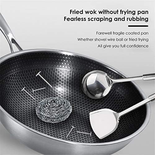 Swejos Nonstick Frying Pan with Lid Full Screen Beehive Stainless Steel Wok Kitchen Utensils Fry Stir Cooking Pot for Home Use Suitable Saute Vegetables Steaks - Image 5
