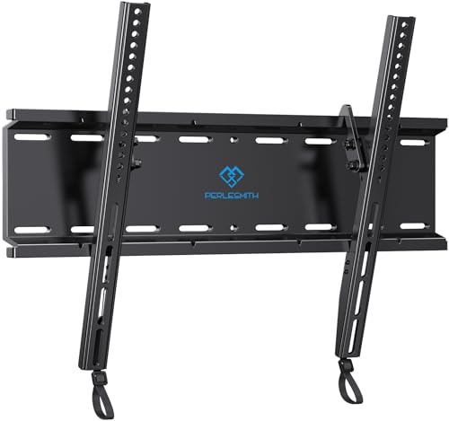PERLESMITH حامل تلفاز حائط قابل للإمالة من PERLESMITH بروفايل منخفض لمعظم شاشات LED LCD OLED، بلازما بحجم 23-60 بوصة مع VESA 400x400mm وزن يصل إلى 115 رطل، يناسب دعامات خشبية 16 بوصة - Image 1