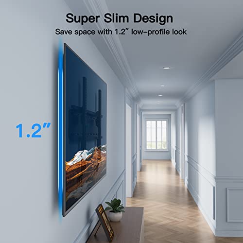 PERLESMITH حامل تلفاز حائط قابل للإمالة من PERLESMITH بروفايل منخفض لمعظم شاشات LED LCD OLED، بلازما بحجم 23-60 بوصة مع VESA 400x400mm وزن يصل إلى 115 رطل، يناسب دعامات خشبية 16 بوصة - Image 5