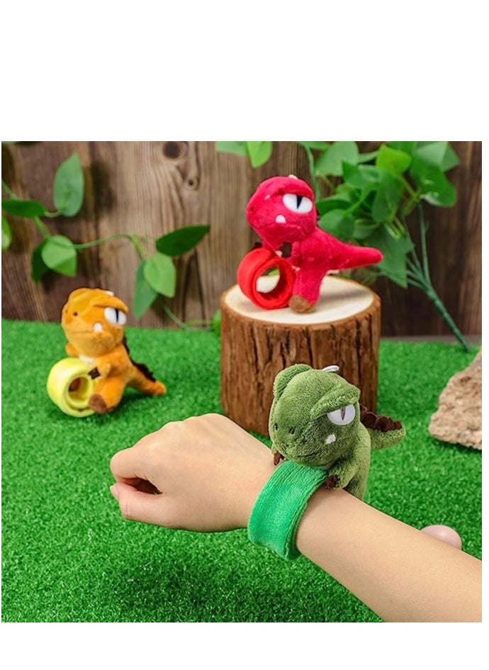 SYOSI - 6 Pieces Animal Slap Bracelets Stuffed Animal Huggers, Stuffed Animal Plush Slap Bracelets Bulk Kids Toys, 8 Inches (Dinosaur, 6 Pcs) - Image 1