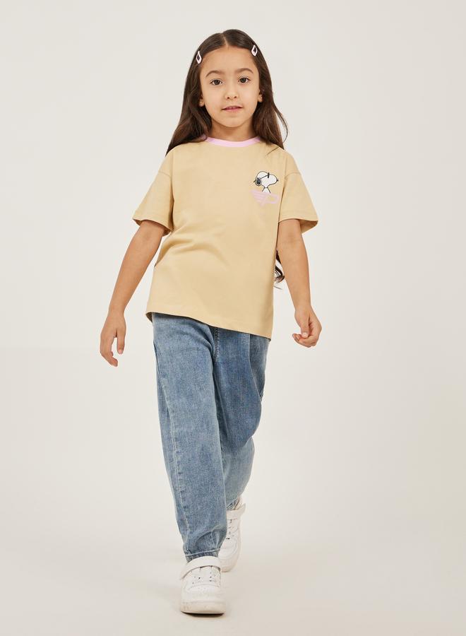 ستايلي تيشيرت ستایلی بيج مطبوع برسومات الفول السوداني مقاس كبير بطبعة خلفية - Image 3