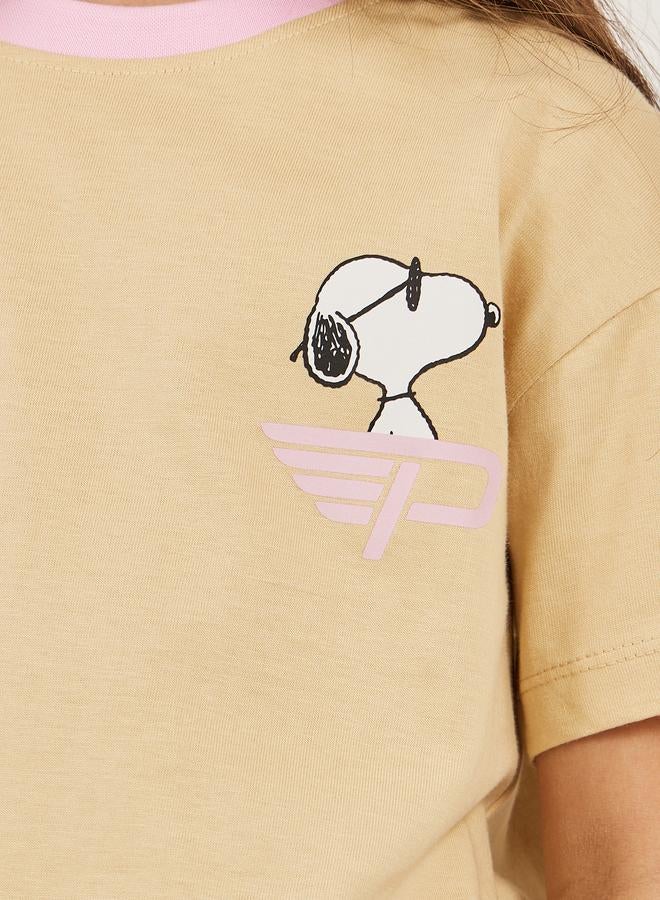 ستايلي تيشيرت ستایلی بيج مطبوع برسومات الفول السوداني مقاس كبير بطبعة خلفية - Image 4