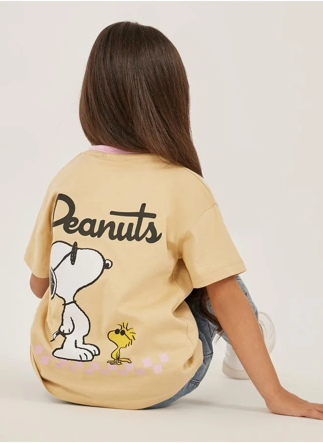 Styli Styli Peanuts Printed Oversized T-Shirt with Back Print Detail