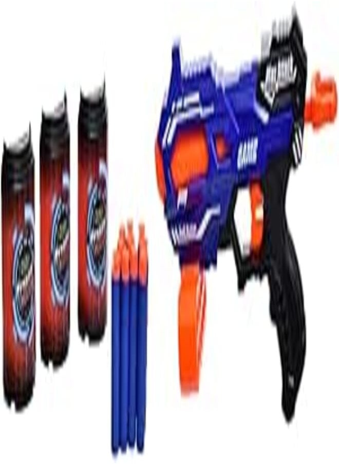 Generic 3 In 1 Super Shoot Manual Soft Bullet Gun With Three Can And 14 Bullets Shoots Over 18 Meter For Kids - Multi Color