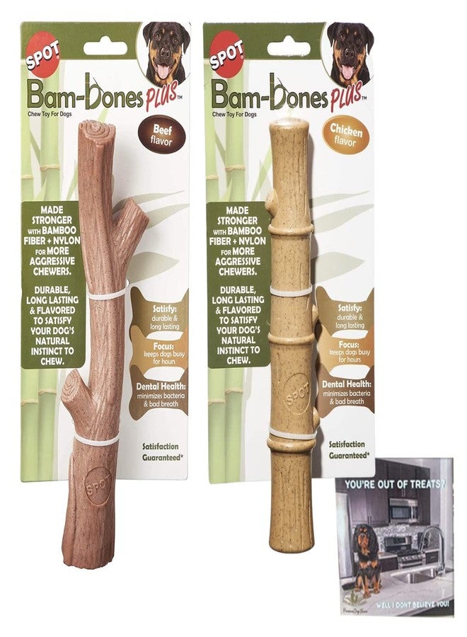SPOT Bambones Bamboo Plus Bamboo Stick 2 Pack Bundle - Easy Grip Durable Dog Chew Toy for Aggressive Chewers & Puppies -A Non Splintering Alternative to Real Wood - Large - Image 1
