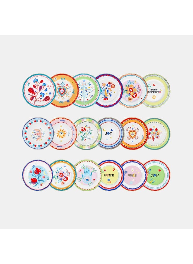 Baci milano Porcelain Dinner Set 18 Pieces for 6 Persons – Mamma Mia Collection, Plates and Soup Plates, Tableware, Dinnerware, Dining, Kitchen, Home, Gift, Italian Design by Baci Milano - Image 1
