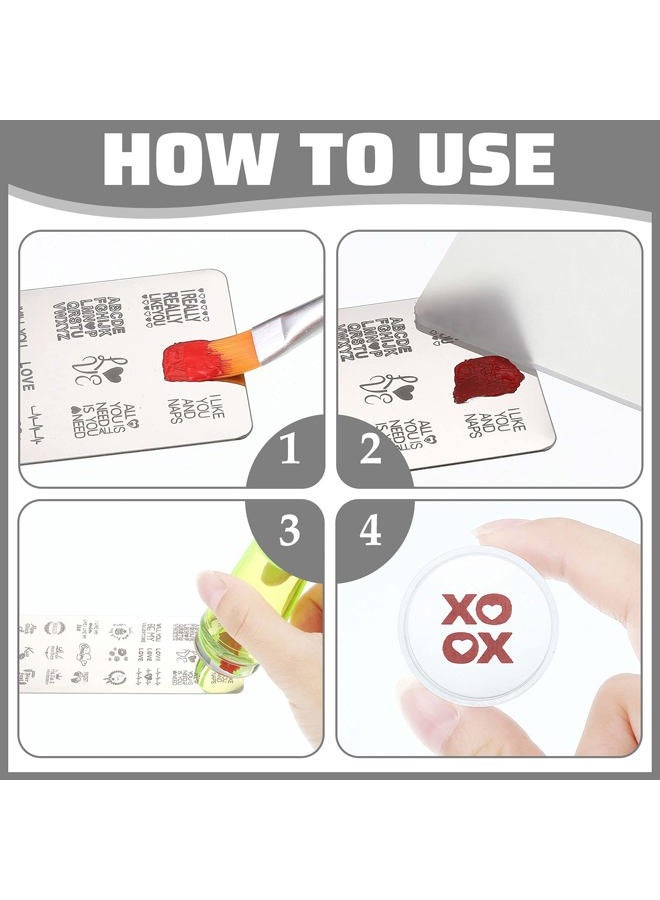 Leelosp 14 Pieces Clear French Tip Nail Stamp with Nail Art Brushes, Silicone Jelly Clear Stamper for Nails Nail Gel Brush Nail Polish Brushes Nail Art Stamper Nail Art Liner Brush for DIY Nail Decor Stamping - Image 3