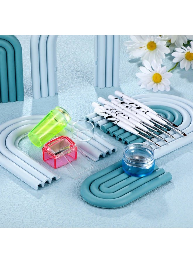 Leelosp 14 Pieces Clear French Tip Nail Stamp with Nail Art Brushes, Silicone Jelly Clear Stamper for Nails Nail Gel Brush Nail Polish Brushes Nail Art Stamper Nail Art Liner Brush for DIY Nail Decor Stamping - Image 5
