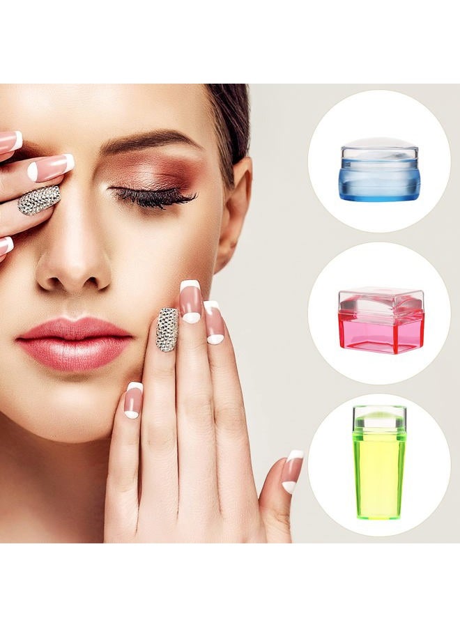 Leelosp 14 Pieces Clear French Tip Nail Stamp with Nail Art Brushes, Silicone Jelly Clear Stamper for Nails Nail Gel Brush Nail Polish Brushes Nail Art Stamper Nail Art Liner Brush for DIY Nail Decor Stamping - Image 2