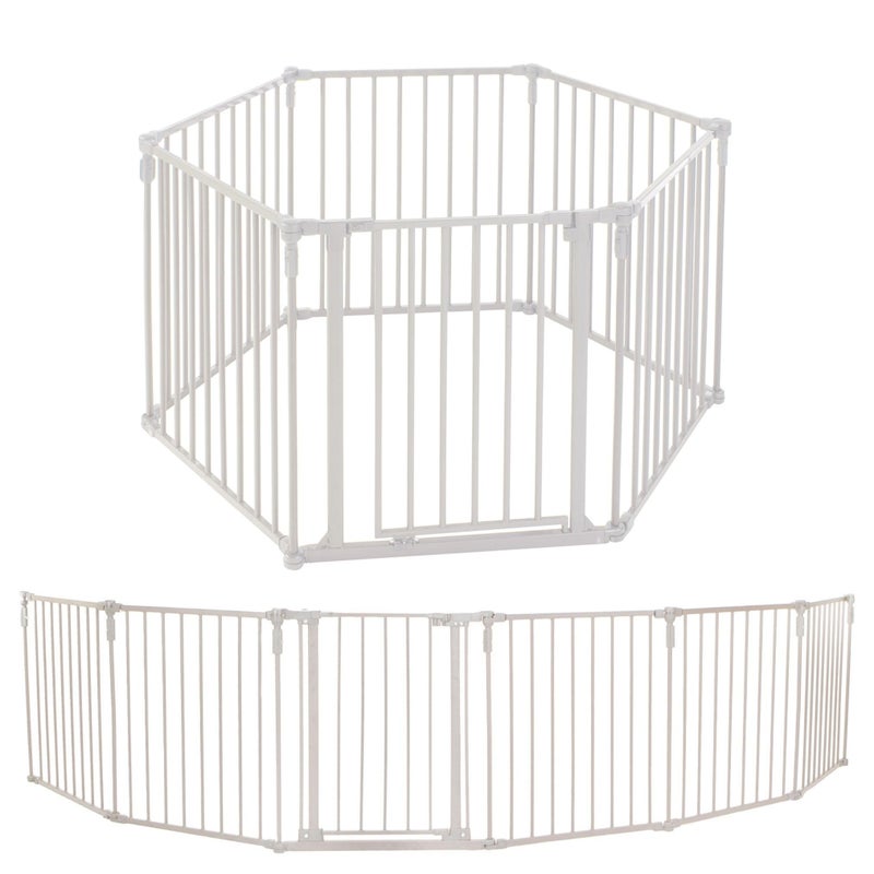 Toddleroo by North States 3 in 1 Metal Superyard 6 Panel Play Yard Baby Gate Playpen or Extra Wide Baby Fence 151 Wide Wall Mount Kit Included 10 sq ft play yard 30 tall Taupe