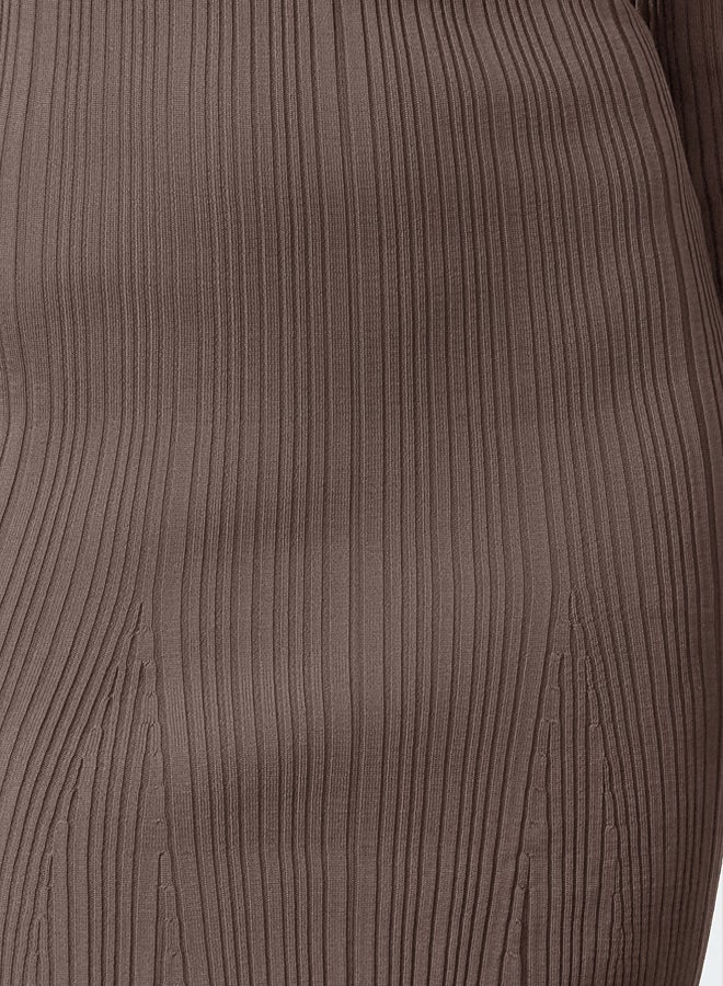 trendyol Mink Plain Midi Basic Carmen Collar Knit Dress - Image 3