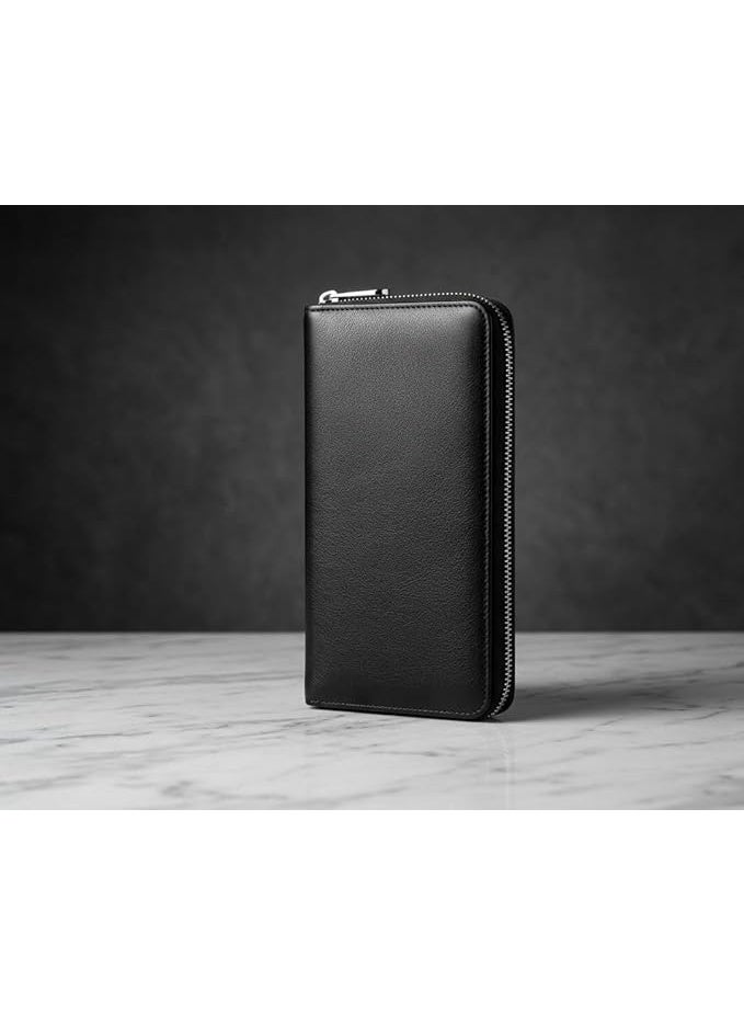 Long Leather Wallet for Men & Women – Stylish Black Design for Money Card Mobile Phone Large Capacity for Daily Use and Travel - Image 4