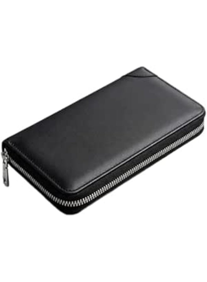 Long Leather Wallet for Men & Women – Stylish Black Design for Money Card Mobile Phone Large Capacity for Daily Use and Travel - Image 1