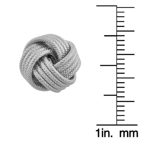 Kooljewelry Rhodium-plated Sterling Silver Textured Love Knot Earrings - Image 4