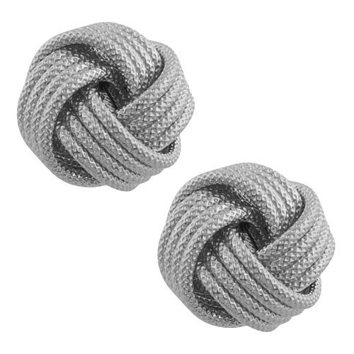 Kooljewelry Rhodium-plated Sterling Silver Textured Love Knot Earrings - Image 1