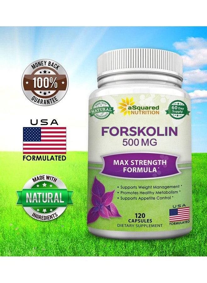 aSquared Nutrition - Forskolin 500Mg Max Strength 120 Capsules Natural Forskolin Supplement For Pure Weight Loss Fuel Coleus Forskohlii Root Forskolin Diet Pills Belly Buster Pure Fat Burner 2X Slim Trim Lose - Image 1